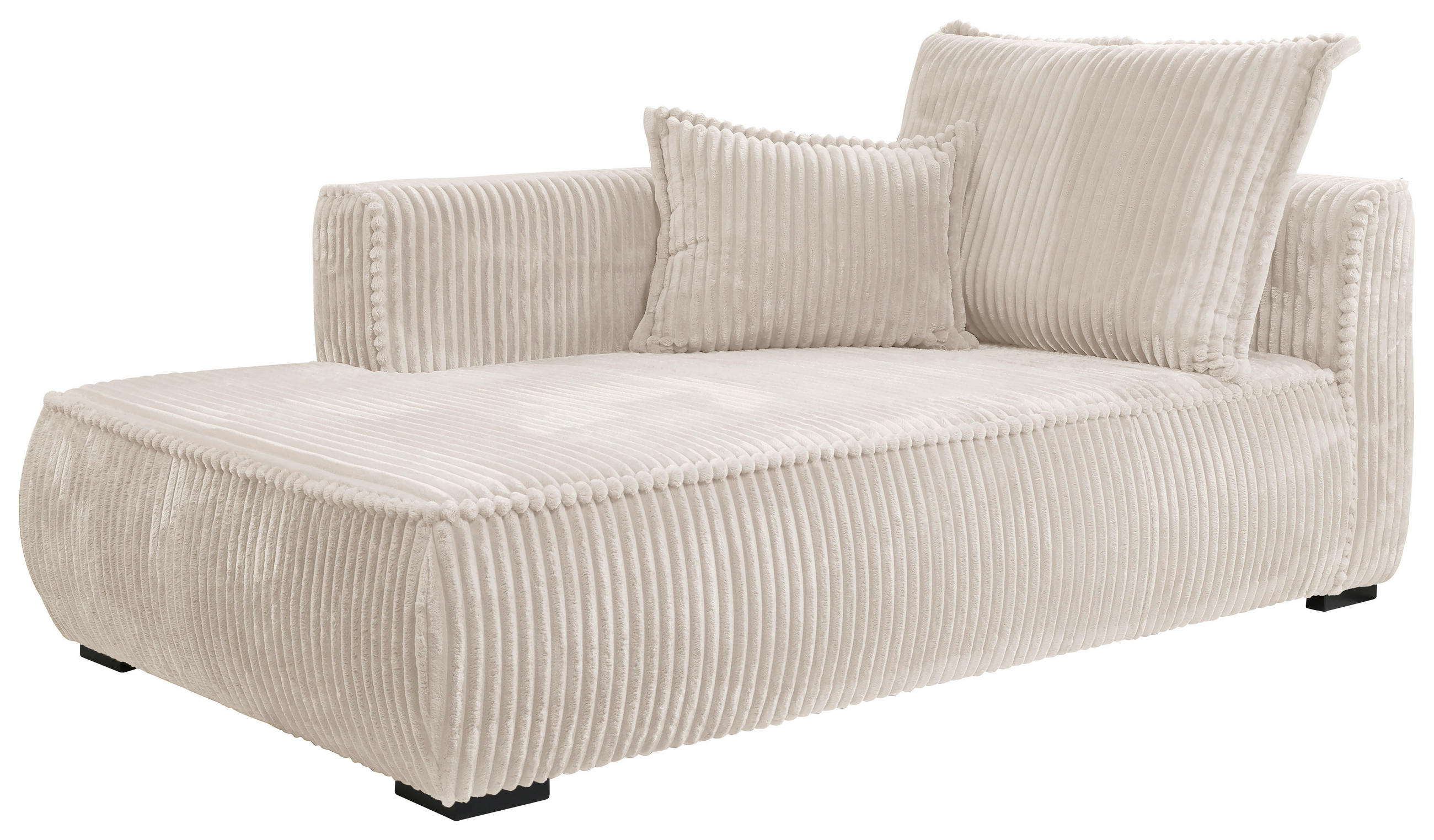 RÉCAMIERE Cord Creme  - Creme/Schwarz, Design, Holz/Textil (207/75/121cm) - MID.YOU