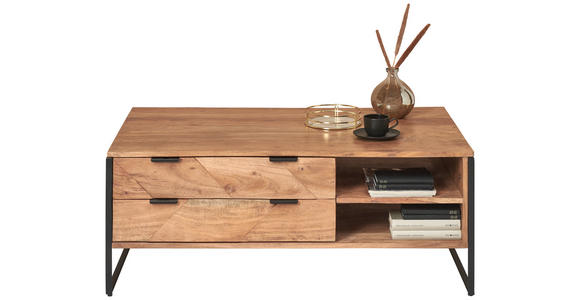 COUCHTISCH in Holz, Metall 118/70/45 cm - Schwarz/Akaziefarben, Trend, Holz/Metall (118/70/45cm) - Ambia Home