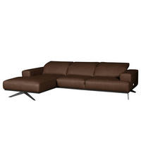 ECKSOFA  in Echtleder Dunkelbraun  187/295 cm  - Dunkelbraun/Schwarz, Design, Leder/Metall (187/295cm) - Livetastic