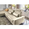ECKSOFA  in Echtleder Creme, Naturfarben  176/334 cm  - Creme/Schwarz, Design, Leder/Metall (176/334cm) - Dieter Knoll
