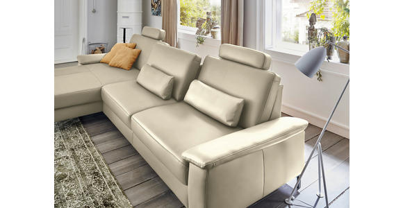 ECKSOFA  in Echtleder Creme, Naturfarben  176/334 cm  - Creme/Schwarz, Design, Leder/Metall (176/334cm) - Dieter Knoll