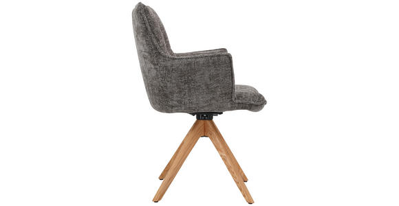 ARMLEHNSTUHL in Eisen Chenille - Eichefarben/Grau, Design, Holz/Textil (59,5/88,5/63cm) - Novel