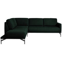 ECKSOFA in Struktur, Flachgewebe Dunkelgrün  - Dunkelgrün/Anthrazit, Design, Textil/Metall (230/254cm) - Johann Jakob