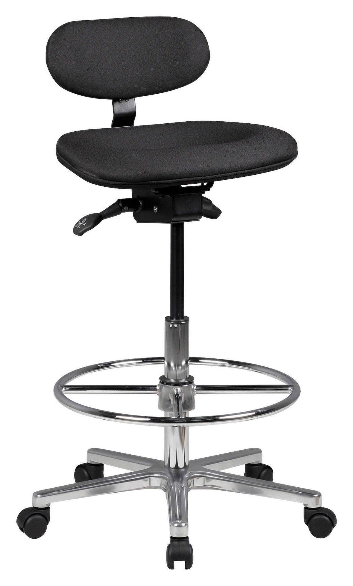 PISARNIŠKI STOLČEK,  - črna/barve aluminija, Konvencionalno, kovina/umetna masa (60cm) - MID.YOU