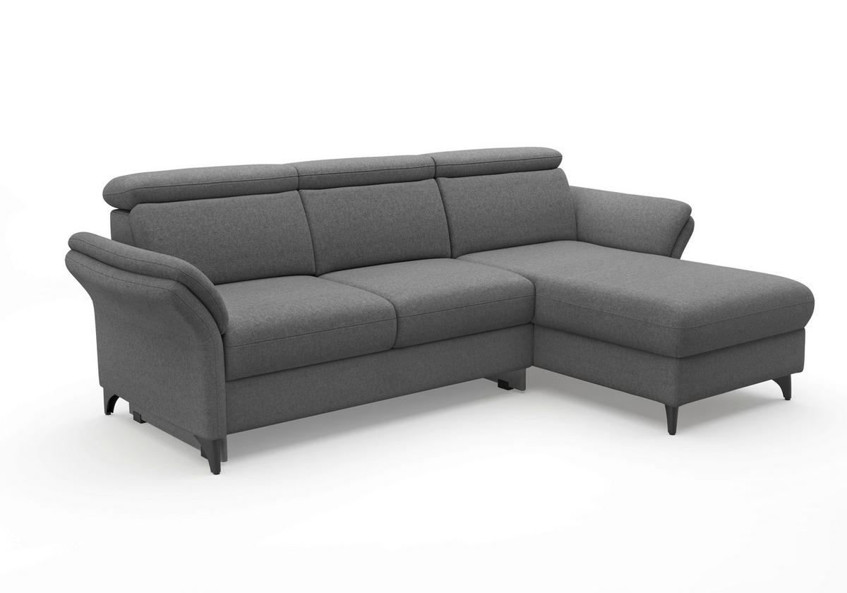 ECKSOFA Flachgewebe Dunkelgrau  - Dunkelgrau/Schwarz, Konventionell, Textil/Metall (253/166cm) - Sit & More