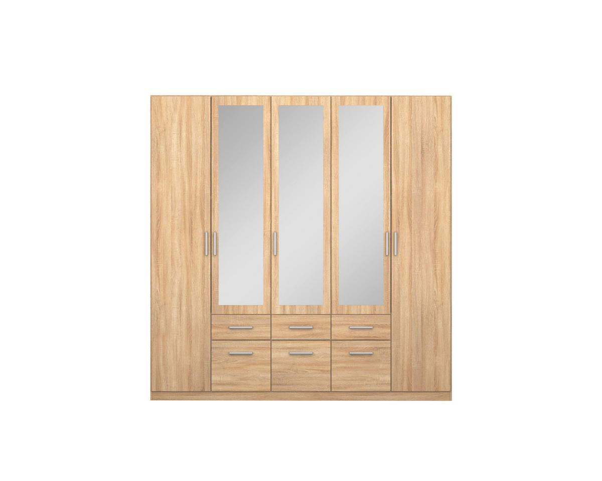 DREHTÜRENSCHRANK in Sonoma Eiche  - Alufarben/Sonoma Eiche, Modern, Holzwerkstoff/Kunststoff (226/229/54cm) - Rauch Möbel