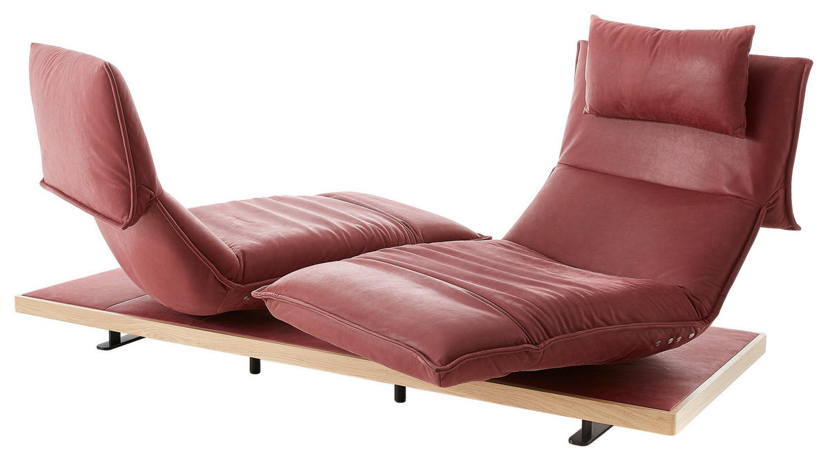 2-SITZER-SOFA Bordeaux Echtleder  - Bordeaux/Schwarz, Design, Leder/Holz (240/80-112/115-159cm) - Koinor