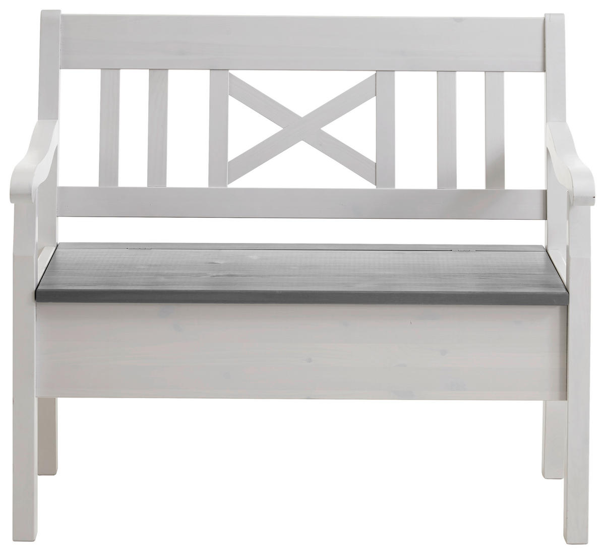 SITZBANK 105/93/58 cm Grau, Weiß Kiefer massiv  - Weiß/Grau, ROMANTIK / LANDHAUS, Holz (105/93/58cm) - Boxxx