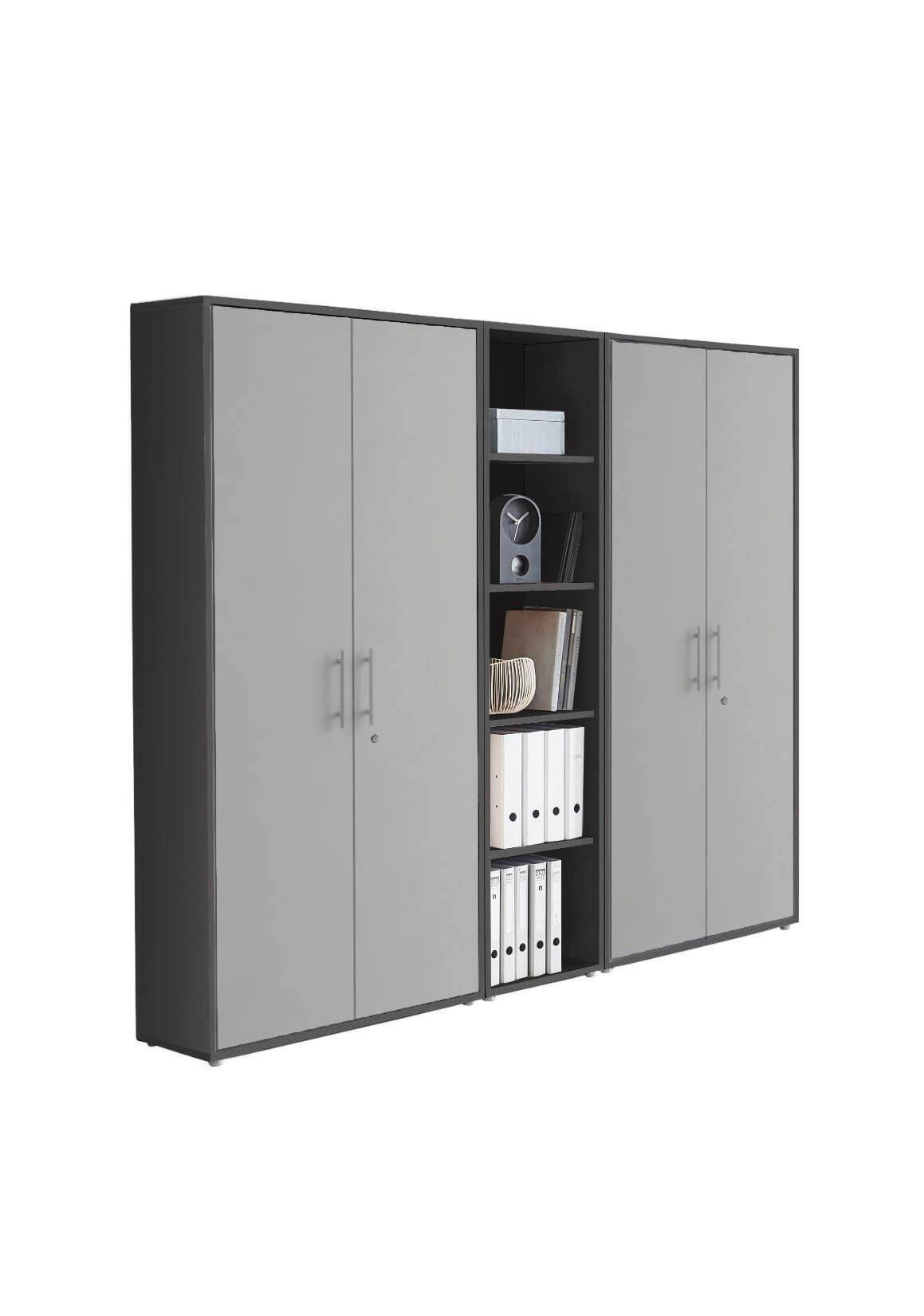 Mid.you Aktenschrank Office Edition Anthrazit, Hellgrau 212.9x185.6x33 cm