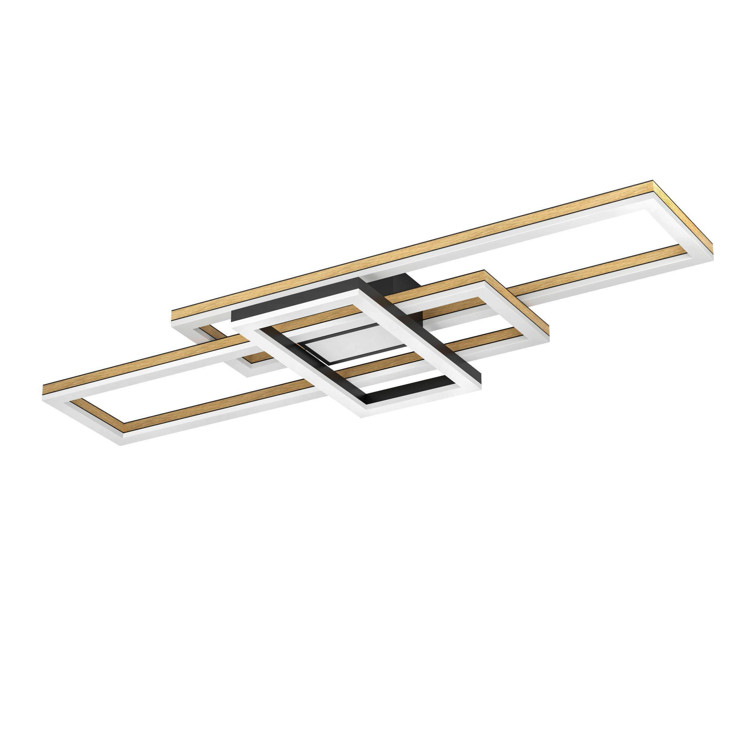 PLAFONIERĂ CU LED - culoare lemn arțar/negru, Design, metal (116/40/10cm)