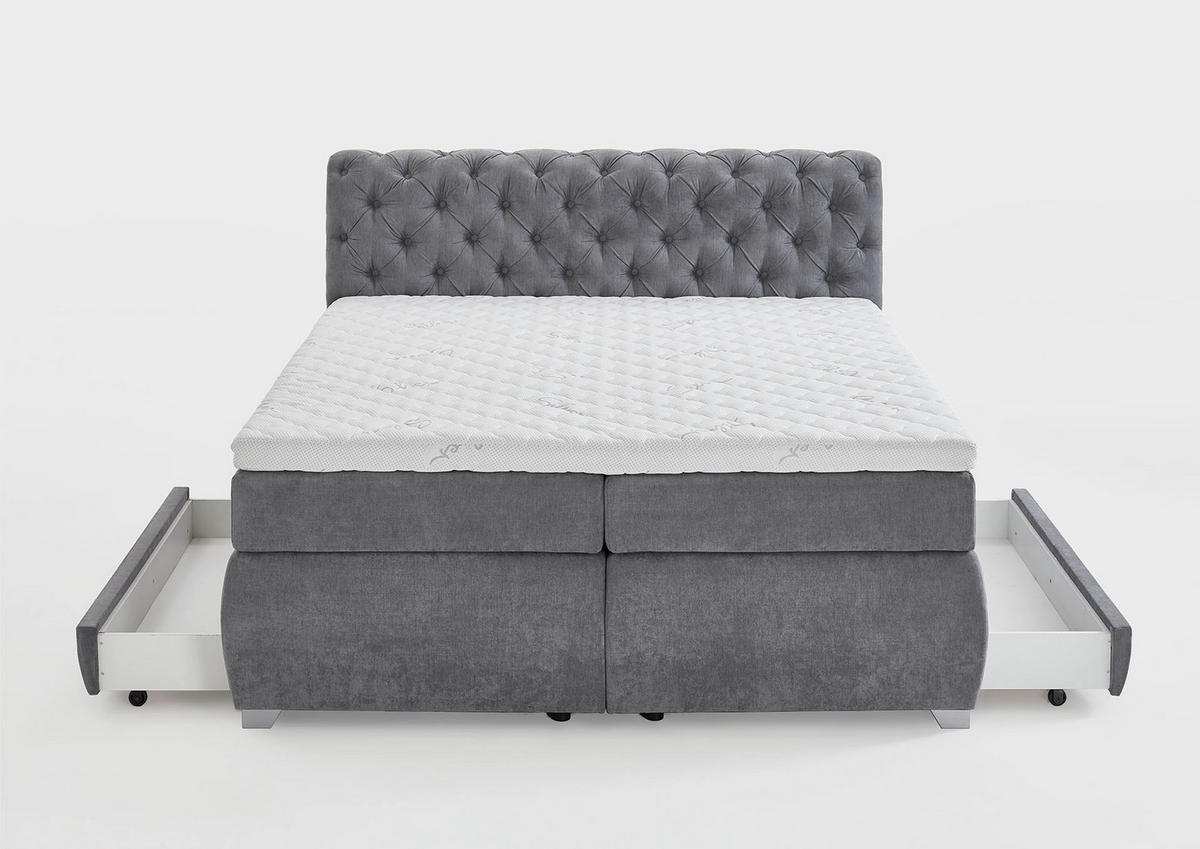 BOXSPRING KREVET     - siva, Moderno, tekstil/plastika (188/229cm)