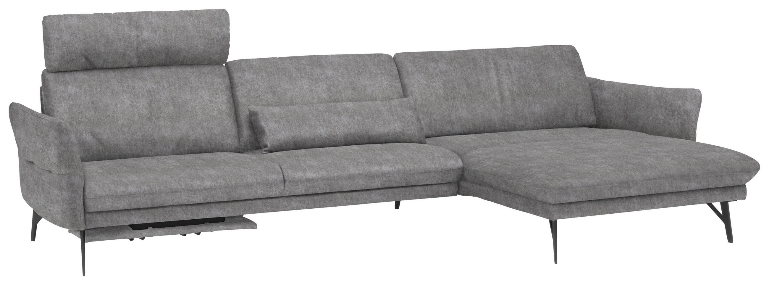 ECKSOFA Hellgrau Lederlook  - Anthrazit/Hellgrau, Design, Textil/Metall (330/174cm) - Himolla