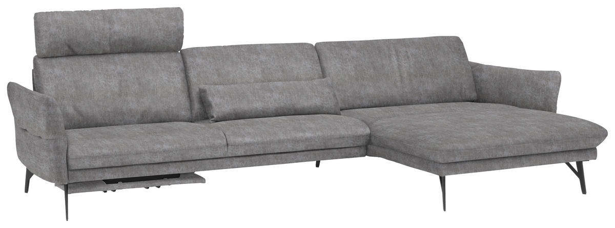 ECKSOFA Hellgrau Lederlook  - Anthrazit/Hellgrau, Design, Textil/Metall (330/174cm) - Himolla