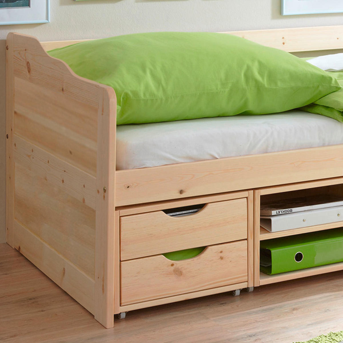 STAURAUMBETT 90/200 cm  in Kieferfarben   - Kieferfarben, Modern, Holz (90/200cm) - MID.YOU