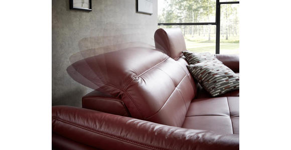 SOFA in Leder Weinrot - Chromfarben/Weinrot, Natur, Leder/Metall (214/101/107cm) - Dieter Knoll