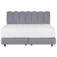 BOXSPRINGBETT 180/200 cm,  in Hellgrau, Topper, Matratzen, H3 = fest  - Hellgrau/Schwarz, Design, Holzwerkstoff/Textil (180/200cm) - Esposa
