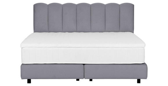 BOXSPRINGBETT 180/200 cm,  in Hellgrau, Topper, Matratzen, H3 = fest  - Hellgrau/Schwarz, Design, Holzwerkstoff/Textil (180/200cm) - Esposa
