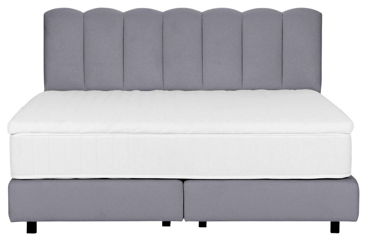 BOXSPRINGBETT 180/200 cm,  in Hellgrau, Topper, Matratzen, H3 = fest  - Hellgrau/Schwarz, Design, Holzwerkstoff/Textil (180/200cm) - Esposa