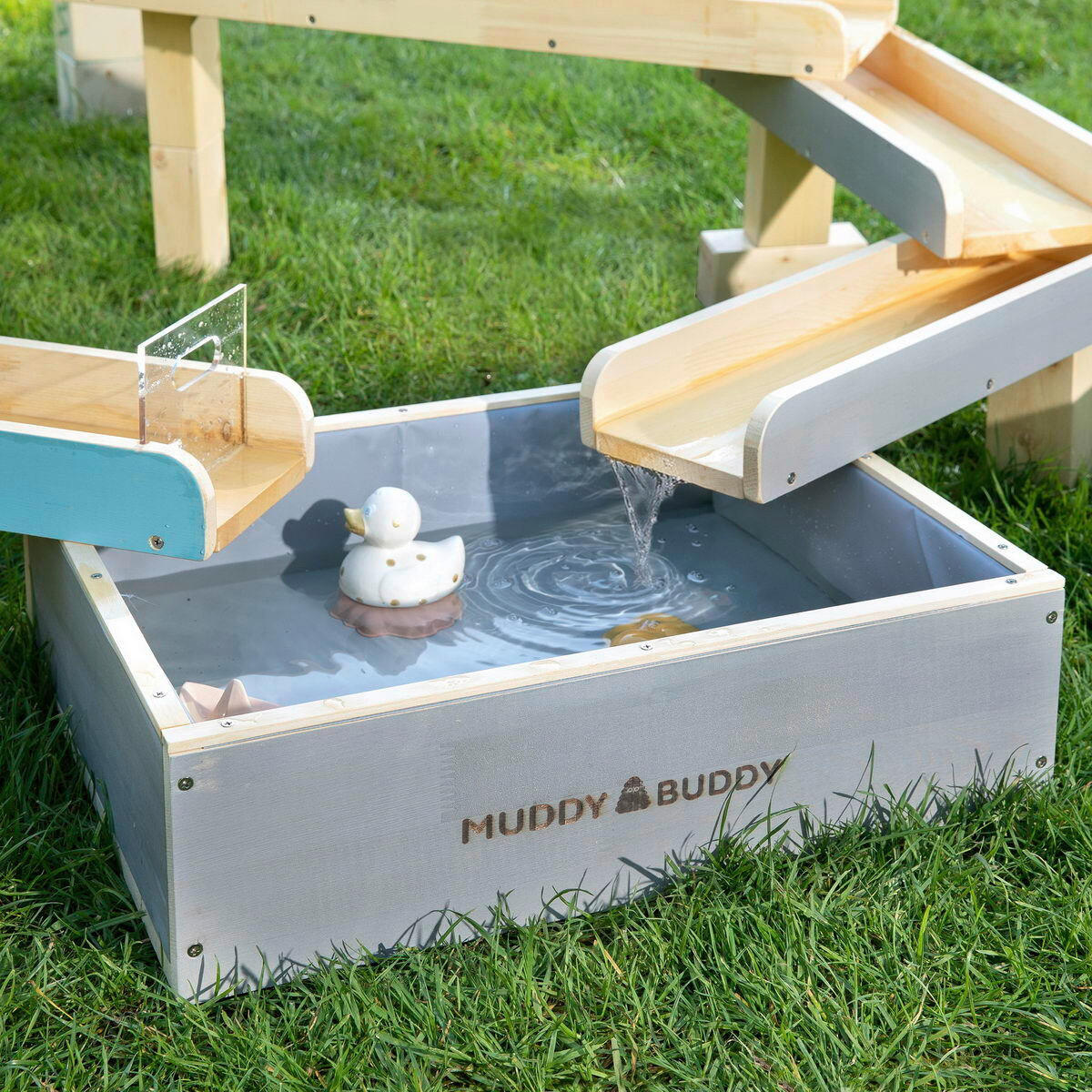 WASSERBAHN Petrol, Naturfarben, Grau  - Petrol/Naturfarben, Basics, Holz - MUDDY BUDDY