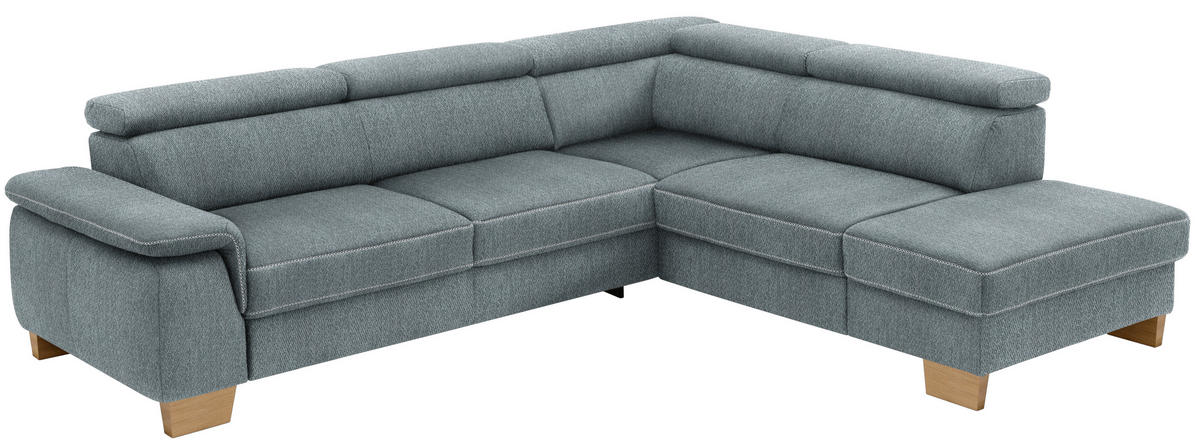 CANAPÉ D'ANGLE in Mikrofaser Blaugrau  - gris-bleu/beige, Natur, textile/bois (273/226cm) - Beldomo System