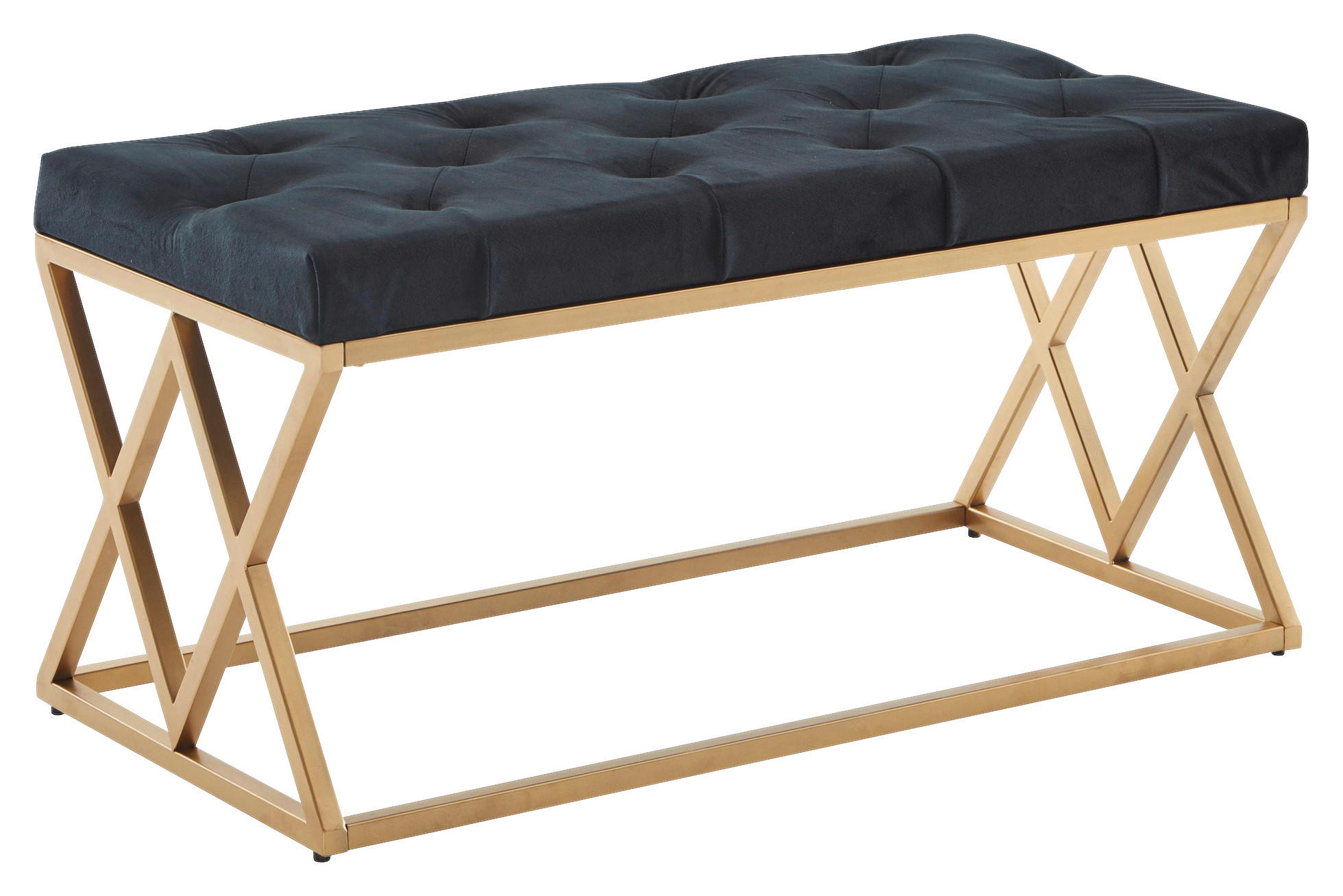 SITZBANK 90/46/44 cm Samt Schwarz Metall  - Goldfarben/Schwarz, Design, Textil/Metall (90/46/44cm) - MID.YOU