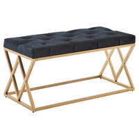 SITZBANK in Textil Schwarz  - Goldfarben/Schwarz, Design, Textil/Metall (90/46/44cm) - MID.YOU
