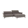 ECKSOFA Taupe Flachgewebe Rücken echt, Kopfteilverstellung, Sitztiefenverstellung  - Taupe/Schwarz, KONVENTIONELL, Textil/Metall (272/175cm) - Carryhome