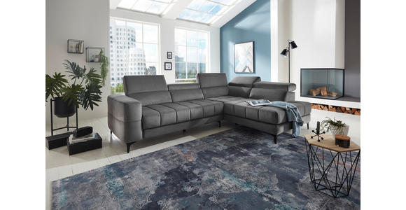 ECKSOFA inkl.Funktionen Dunkelgrau Samt - Dunkelgrau/Schwarz, Design, Kunststoff/Textil (281/202cm) - Xora