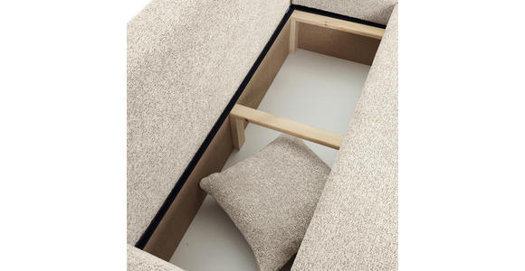 ECKSOFA Beige Flachgewebe Zierkissen, Rückenkissen, Bettkasten, Schlaffunktion, Rücken echt, Liegefläche im Originalstoff  - Beige/Schwarz, KONVENTIONELL, Kunststoff/Textil (145/285cm) - Carryhome