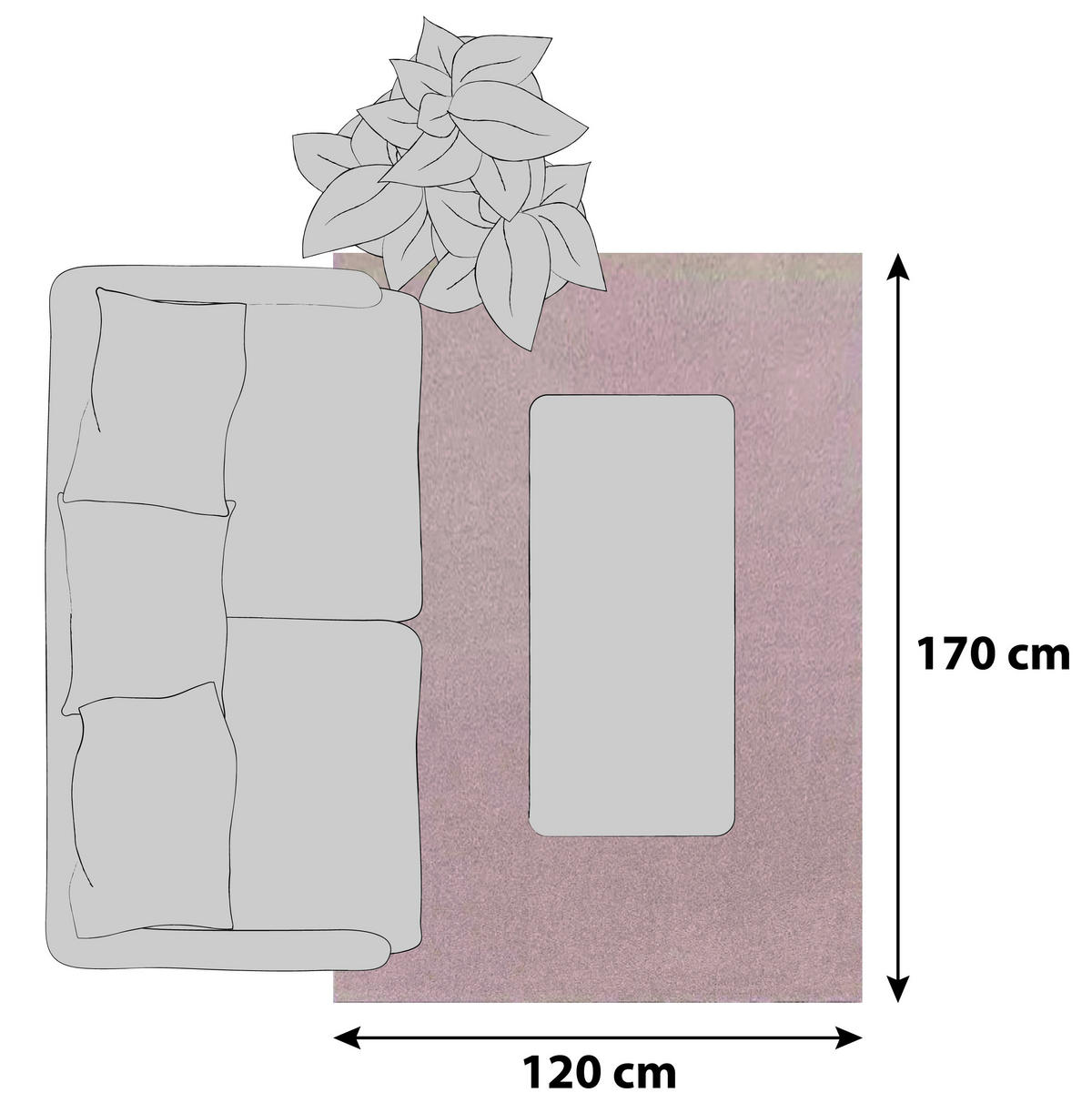 HOCHFLORTEPPICH 120/170 cm Ata 7000 Rose Rosa  - Rosa, KONVENTIONELL, Textil (120/170cm)