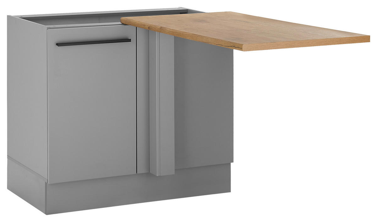 ECKUNTERSCHRANK 110/90/60 cm  in Grau, Eichefarben  - Eichefarben/Schwarz, Design, Holzwerkstoff/Kunststoff (110/90/60cm) - MID.YOU