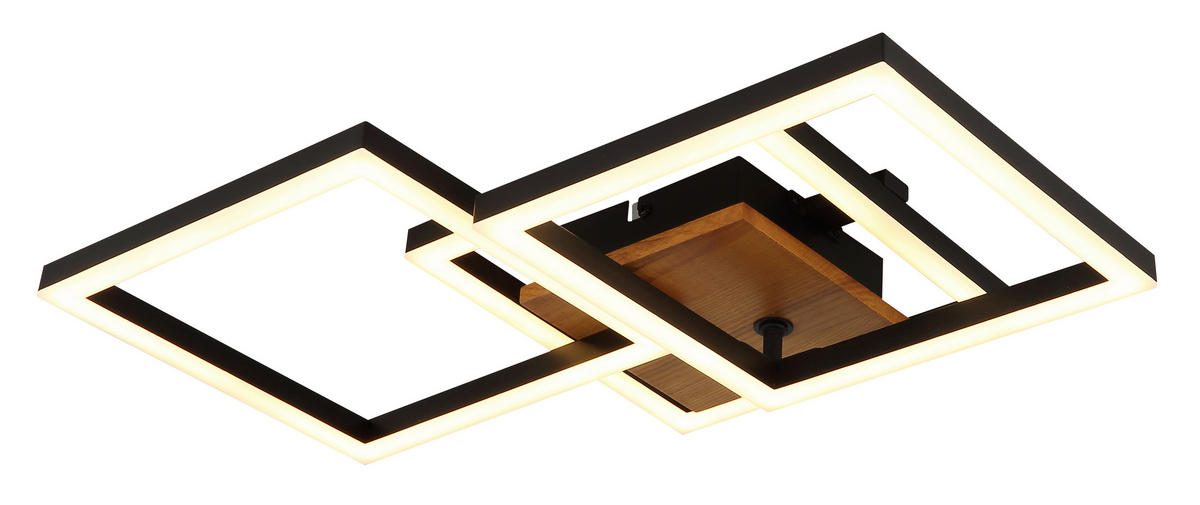 LED-DECKENLEUCHTE 30 W    66/31/7,5 cm  - Dunkelbraun/Opal, Design, Holz/Kunststoff (66/31/7,5cm) - Globo