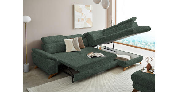 ECKSOFA in Bouclé Grün  - Eichefarben/Grün, MODERN, Holz/Textil (287/212cm) - Valnatura