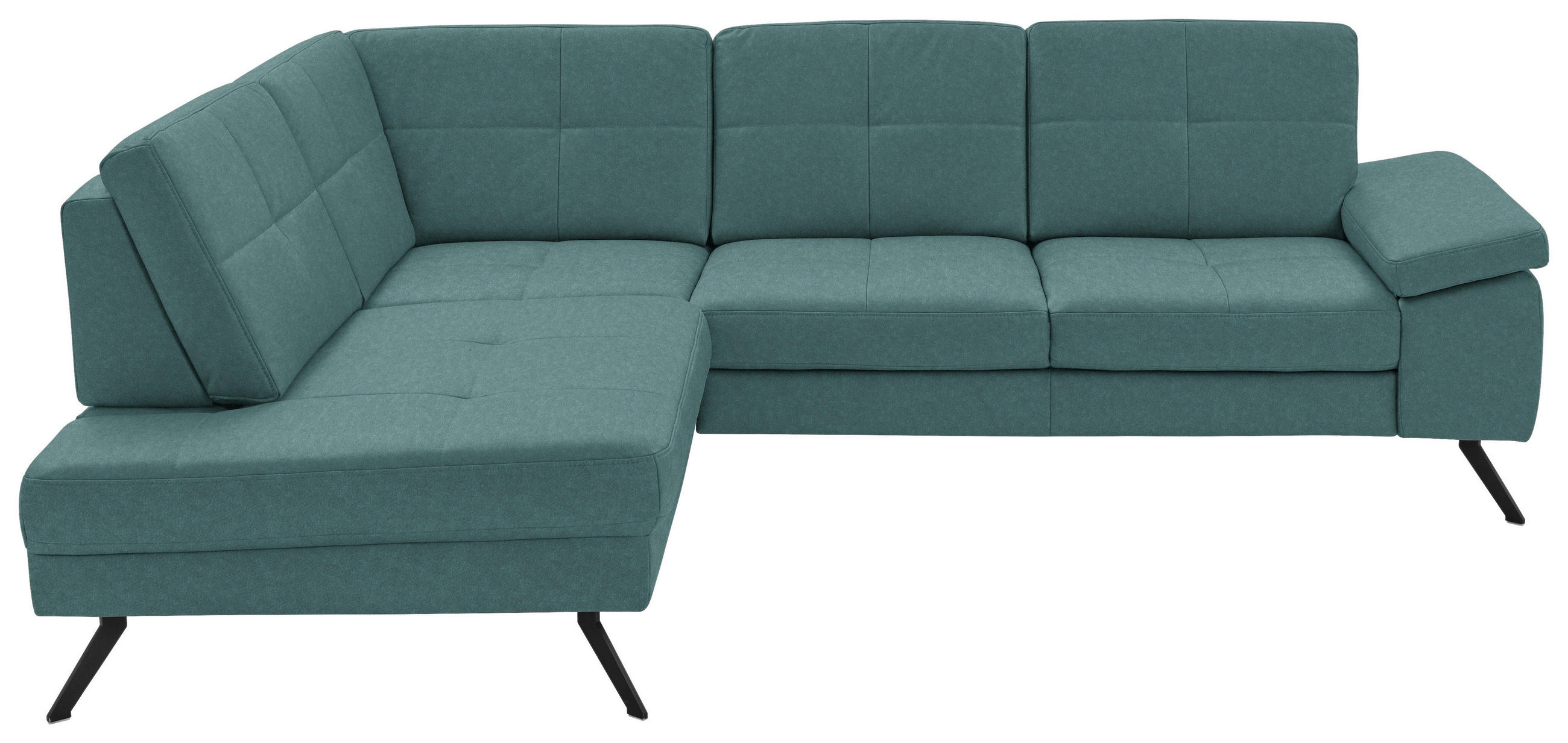 ECKSOFA in Lederlook, Mikrofaser Türkis  - Türkis/Schwarz, Design, Textil/Metall (194/261cm) - Beldomo System