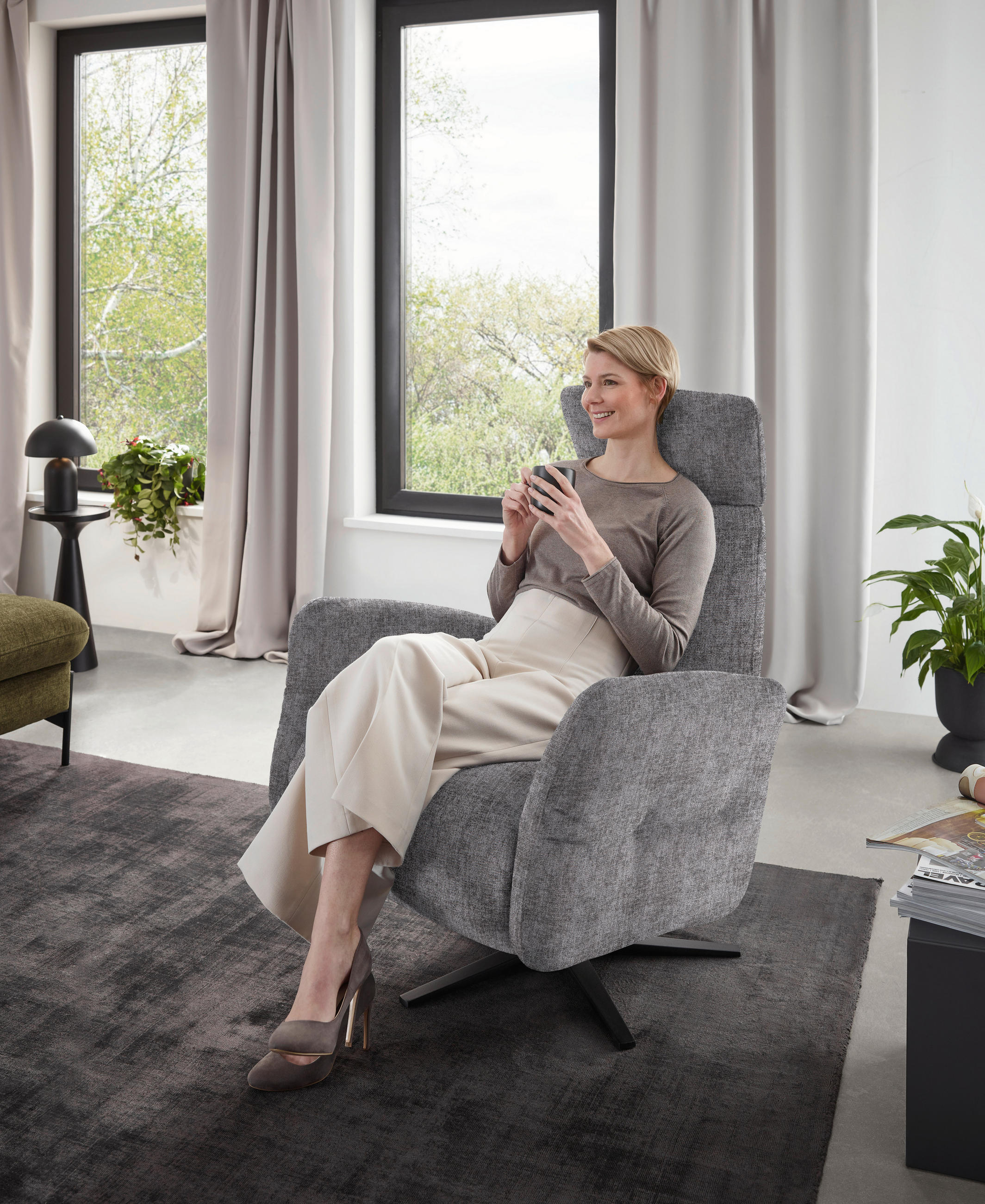 RELAXSESSEL in Textil Grau  - Schwarz/Grau, Design, Textil/Metall (78/113/90cm) - Dieter Knoll