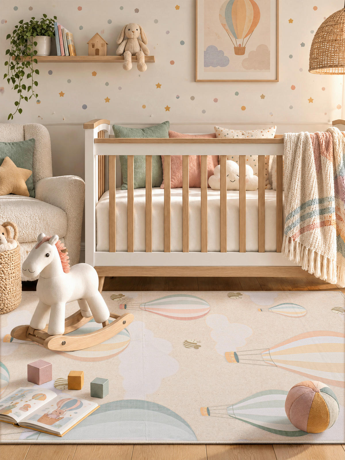 KINDERTEPPICH Living Elora 80/150 cm  in Creme, Hellrosa, Pastellblau  - Pastellblau/Hellrosa, Trend, Kunststoff/Textil (80/150cm) - Lindorug