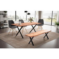 ESSTISCH in Holz 140/80/76 cm  - Schwarz/Akaziefarben, MODERN, Holz/Metall (140/80/76cm) - MID.YOU
