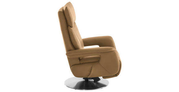 RELAXSESSEL in Leder Honig - Edelstahlfarben/Honig, Design, Leder/Metall (78/112/85cm) - Cantus