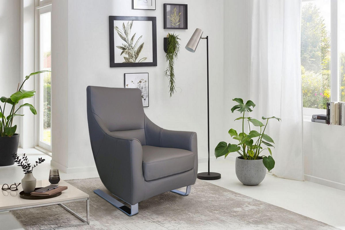 FOTEL - taupe, Basics, bőr (73/96/90cm) - Andante