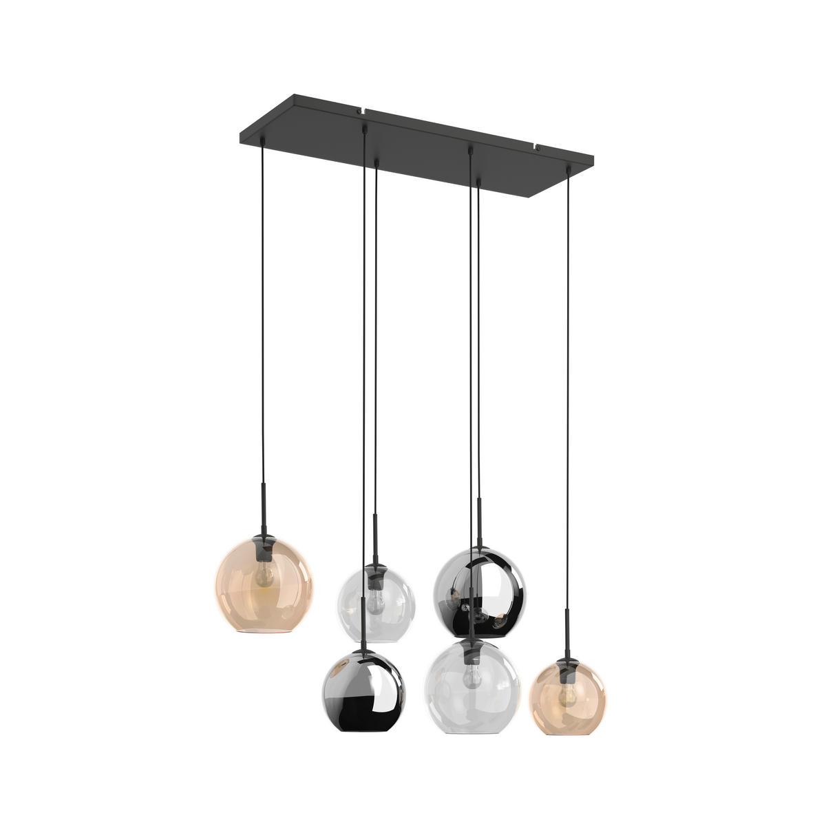 HÄNGELEUCHTE Amelie 97,5/42,5/150 cm   - Klar/Bernsteinfarben, Basics, Glas/Metall (97,5/42,5/150cm) - Novel