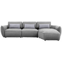 ECKSOFA  in Chenille Hellbraun  340/190 cm  - Hellbraun/Silberfarben, Design, Kunststoff/Textil (340/190cm) - Belluti
