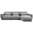 ECKSOFA  in Chenille Hellbraun  340/190 cm  - Hellbraun/Silberfarben, Design, Kunststoff/Textil (340/190cm) - Belluti