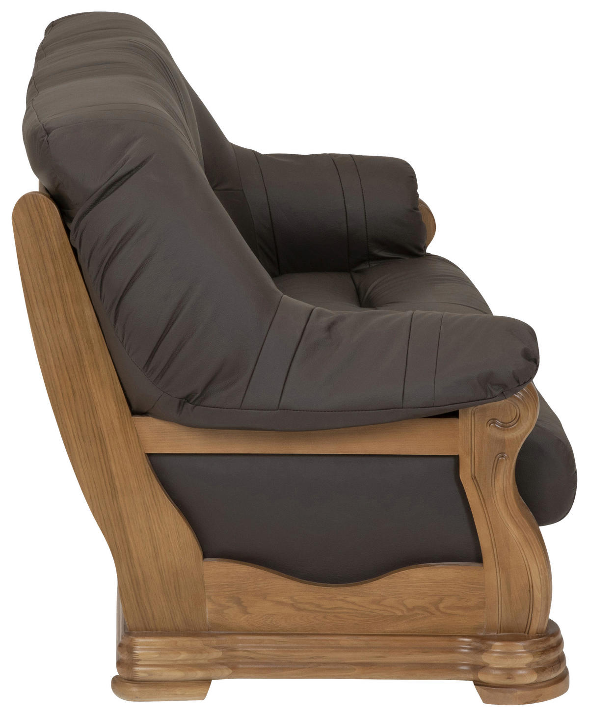 3-SITZER-SOFA in Echtleder Braun  - Eichefarben/Braun, Konventionell, Leder/Holz (195/95/94cm) - Max Winzer