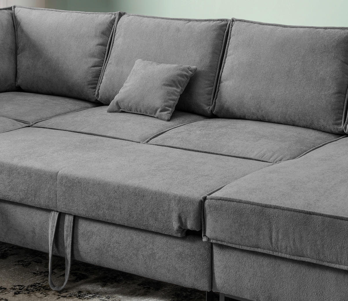 SJEDEĆA GARNITURA tekstil  antracit   - crna/antracit, Moderno, tekstil/metal (198/309/150cm) - MID.YOU