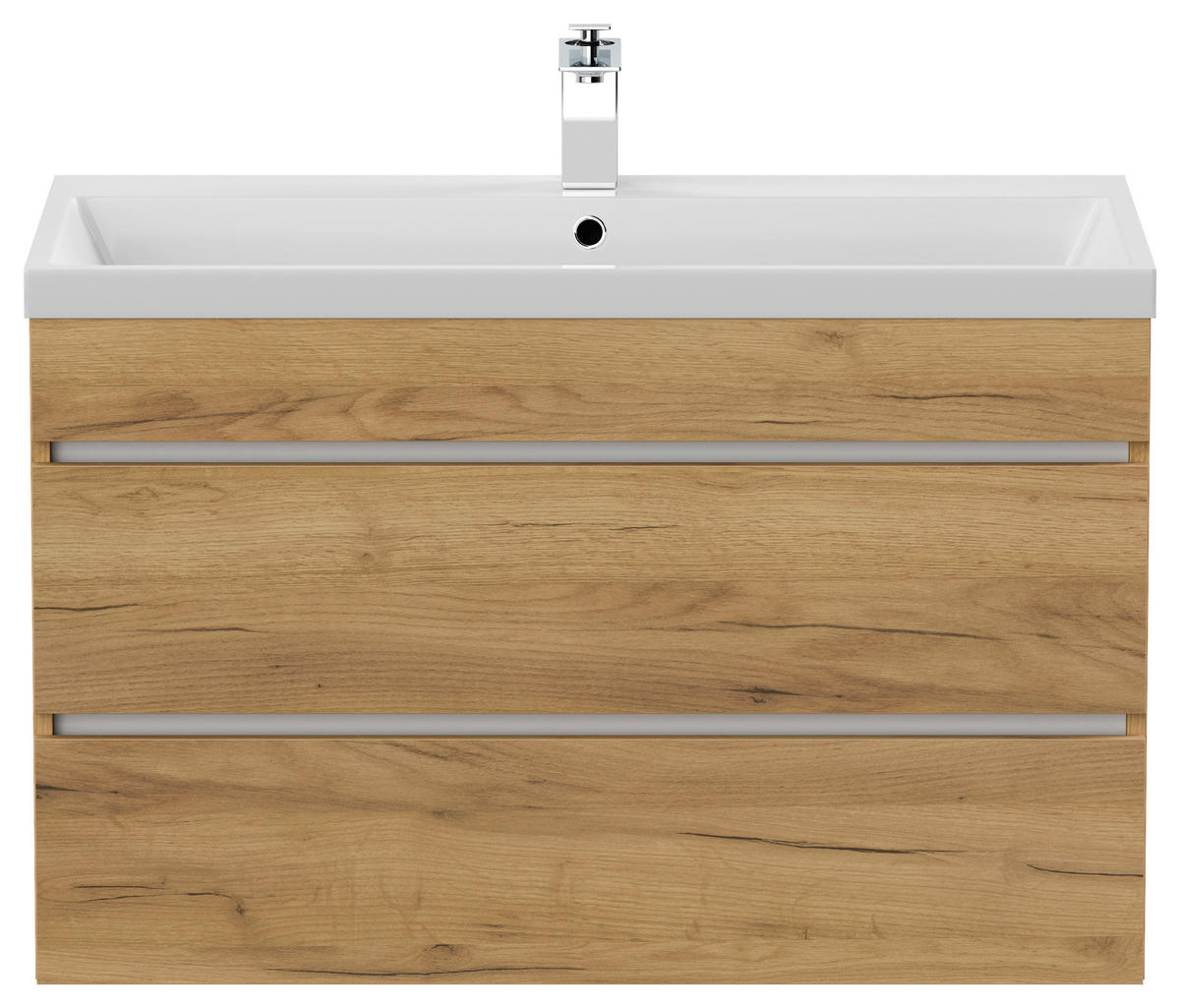 WASCHTISCHKOMBI 90 cm  - Eichefarben/Weiß, Basics, Holzwerkstoff/Stein (90cm) - MID.YOU