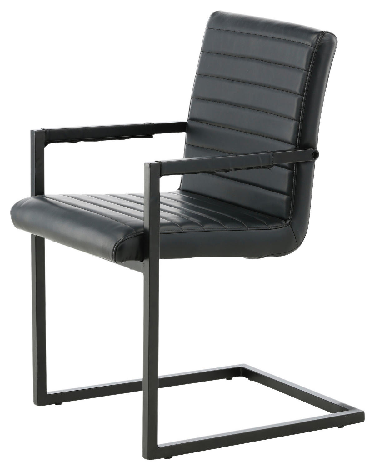 ARMLEHNSTUHL-SET 2 Stück  in Stahl Lederlook (vegan)  - Schwarz, Design, Textil/Metall (54/88/63cm) - Livetastic