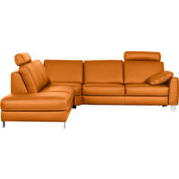 ECKSOFA in Echtleder Orange  - Chromfarben/Beige, Konventionell, Leder/Metall (245/272cm) - Valdera