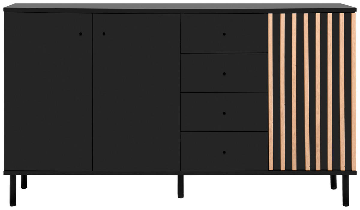 KOMODA   160/90/40 cm   crna, hrast Artisan  - hrast Artisan/crna, Design, drvni materijal/metal (160/90/40cm) - Livetastic