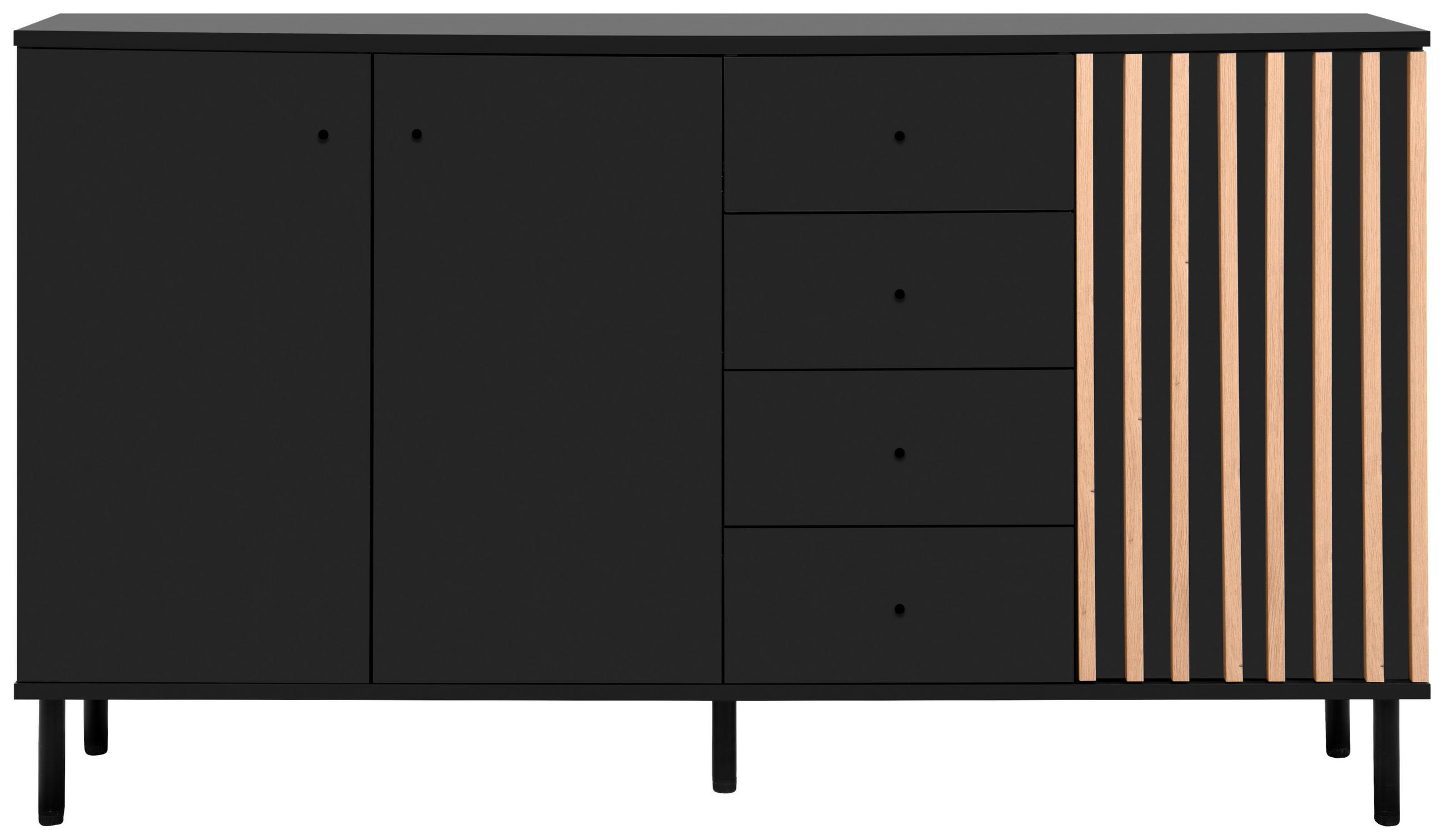 Livetastic Sideboard Schwarz, Eiche Artisan 160x90x40 cm