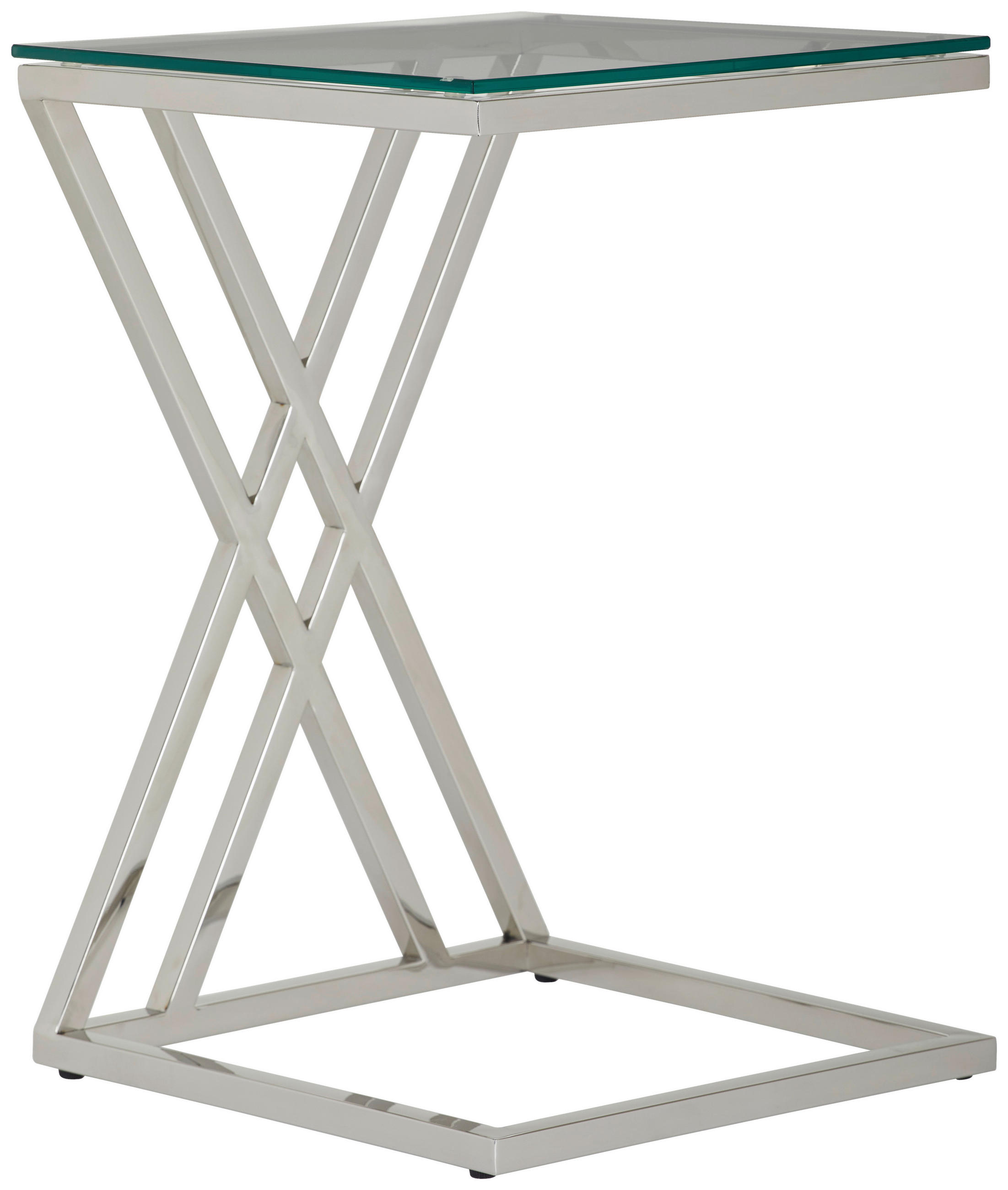 BEISTELLTISCH 40/40/60 cm Klar, Silberfarben quadratisch  - Klar/Silberfarben, Trend, Glas/Metall (40/40/60cm) - Xora